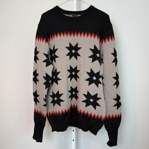 Kolor Men's Black‎ Gray Star Pattern Wool Knit Sweater Size 5